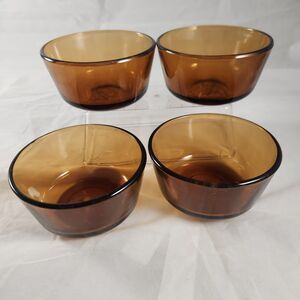 Set of 4 Vintage 1960s Anchor Hocking Amber 6 oz Glass Ramekins/Custard Cups
